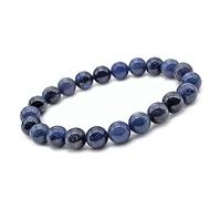 Unique Gems Bouddha Bracelet de perles Saphir d'eau Iolite 8mm pierre naturelle discret pour la femme extensible 15cm à 18cm