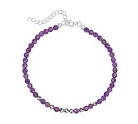 Unique Gems Bracelet de cheville en filigrane Améthyste Pierres précieuses chaîne de Perles faccetté Ø 4mm 22cm + 4cm
