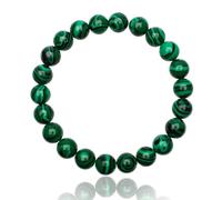 Unique Gems Bracelet en malachite (Chrysocolle) pour femme perles de pierre naturelle élastique 8 mm fait main fabriqué en Allemagne Cadeau pour femme et homme