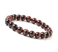 Unique Gems Bracelet pour homme en Œil de tigre rouge perles de pierre naturelle de 8 mm - bracelet chakra élastique - fait main en Allemagne - qualité joaillière