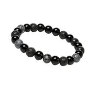 Unique Gems Bracelet pour homme en Onyx noir - Obsidienne - perles de pierre naturelle de 8 mm - bracelet chakra élastique - fait main en Allemagne - qualité joaillière