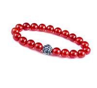 Unique Gems Chakra bracelet Agate rouge Perles Ø 8mm boule de Mantra Argent 925 bracelet énergétique unisex 20cm à 22cm
