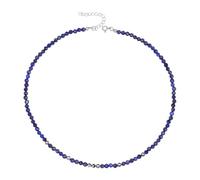 Unique Gems Colliers de pierres précieuses véritable Lapis-lazuli Choker 38cm court Chakra perles factice Ø 4mm chaîne de perles de Qualité par bijoutier