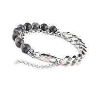 Unique Gems Homme Bracelet Obsidienne 8mm en acier inoxydable massif pierres précieuses Qualité par bijoutier pour l'homme Chaîne gourmette