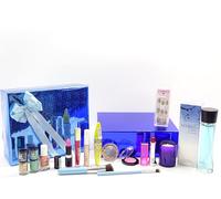 Unique Gift Boîte à parfums, bougies et maquillage 14 pièces - Boîte de beauté cadeau pour femme (coffret cadeau pour elle - Bleu pailleté holographique)