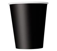 Unique- Gobelets en Carton Noir-Paquet de 8, 82189, Black, Lot de 8
