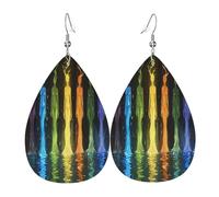 Unique Human Body Boucles d'oreilles en cuir en forme de larme pour femme - Boucles d'oreilles pendantes légères en PVC avec crochets en argent 925, imprimés double face | Cadeau hypoallergénique