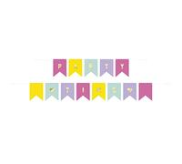 Unique- Kit de Guirlande Fanion Pastel Bricolage avec Autocollants Dorés-1 Pièce (Lot de 1), 25598, Multicolour