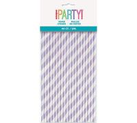 Unique Lavande Pailles en papier rayées 40 pièces, 63711, Pack of 40