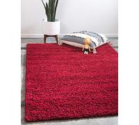 Unique Loom Solid Shag Collection Tapis décoratif rectangulaire (1,2 x 1,8 m, Rouge Cerise)