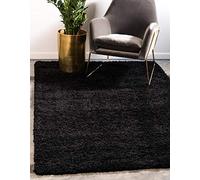 Unique Loom Solo Solid Shag Collection Tapis décoratif Moderne en Peluche Douce et luxuriante (1,5 x 2,4 m, Noir de Jais)