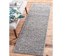 Unique Loom Solo Solid Shag Collection Tapis Moderne en Peluche luxuriante et Douce (0,6 x 3 m, Gris Nuage)