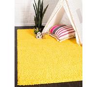 Unique Loom Solo Solid Shag Collection Tapis Moderne en Peluche luxuriante et Douce (1,2 x 1,8 m, Jaune Soleil toscan)