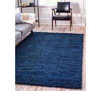 Unique Loom Solo Solid Shag Collection Tapis Moderne en Peluche luxuriante et Douce (1,2 x 1,8 m, rectangulaire, Bleu Marine)