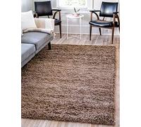 Unique Loom Solo Solid Shag Collection Tapis Moderne en Peluche Marron Sable 100 x 160 cm