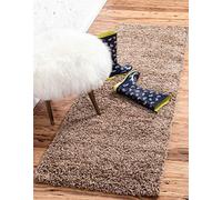 Unique Loom Solo Solid Shag Collection Tapis Moderne en Peluche Marron Sable 70 x 200 cm