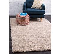 Unique Loom Solo Solid Shag Collection Tapis Moderne en Peluche Taupe 100 x 160 cm