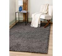 Unique Loom Solo Solid Shaggy Collection Tapis Moderne en Peluche Gris Graphite 125 x 185 cm