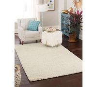 Unique Loom Solo Solid Shaggy Collection Tapis Moderne en Peluche Luxuriant et Doux (rectangulaire 1,2 x 1,8 m, Ivoire)