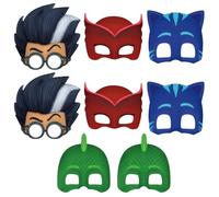 Unique Lot de 8 masques de fête Pyjamasques de couleurs assorties - Idéal pour les fêtes à thème et les fans de super-héros