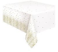 Unique Nappe en Plastique 2,13 m x 1,37 m - Blanc et doré à Pois - Multicolore - 80073