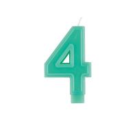 Unique Nummer 4 Bougie d'Anniversaire-9 cm-Forme de Bordure Surélevé-Couleur Verte-1 Pièce (Lot de 1), 11794, Green
