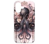 Unique Octopus Decor for Women with Pink Flowers Black Squid Coque pour iPhone 17