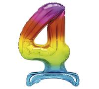 Unique Party 13264 - Ballon Géant Debout Numéro 4-76 cm - Arc en Ciel