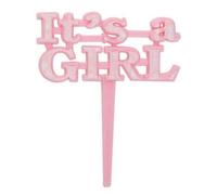 Unique Party 13660 - Décorations de Cupcake pour Baby Shower - Lettrage "It's A Girl" - Couleur Rose - Paquet de 8