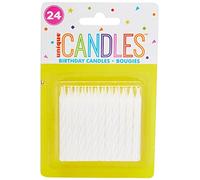 Unique Party - 1905WC - Paquet de 24 Bougies d'Anniversaire à Rayures - Blanc