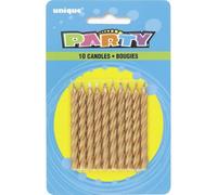 Unique Party - 1943 - Paquet de 10 Bougies d'Anniversaire - Or - Spirale