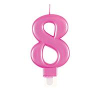 Unique Party 19608 - Bougie d'Anniversaire Métallique - Numéro 8 - Rose