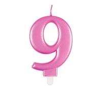 Unique Party 19609 - Bougie d'Anniversaire Métallique - Numéro 9 - Rose