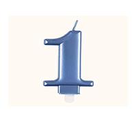 Unique Party 19611 - Bougie d'Anniversaire Métallique - Numéro 1 - Sans Parfum, Bleue