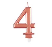 Unique Party 19624 - Bougie d'Anniversaire Métallique - Numéro 4 - Or Rose