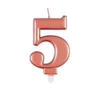 Unique Party 19625 - Bougie d'Anniversaire Métallique - Numéro 5 - Or Rose