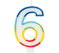 Unique Party 19946 Bougie d'anniversaire Motif bordure arc-en-ciel Numéro 6
