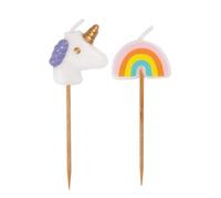 Unique Party 19988 - Bougies d'Anniversaire de Licorne et d'Arc-en-Ciel - Paquet de 6