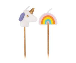 Unique Party 19988 - Bougies d'Anniversaire de Licorne et d'Arc-en-Ciel - Paquet de 6