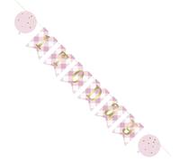 Unique Party-1st Birthday Gingham Pennant Banner | Pink | 1 Pc. Bannière 1er Anniversaire Vichy Rose 1,82 m, 74908