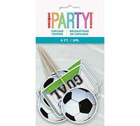 Unique Party 27285 - Décorations de Gâteau - Fête de Football - Paquet de 6