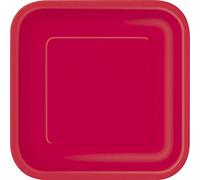 Unique Party Assiettes 31502 – Carrées en carton 18 cm – Paquet de 16 Rouge