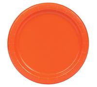 Unique Party - 32252 - Paquet de 16 Assiettes en Carton - 21,9 cm - Orange