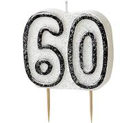 Unique Party - 34426 - Bougie - 60ème Anniversaire - Noir Glitz