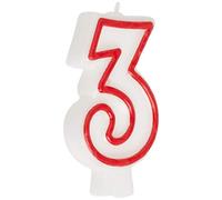 Unique Party - 360-3 - Bougie d'Anniversaire Numéro 3, Red