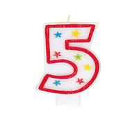 Unique Party - 37315 - Bougie à Paillettes d'Anniversaire Numéro 5 et Décoration pour Gâteau - Happy Birthday