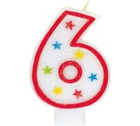 Unique Party - 37316 - Bougie à Paillettes d'Anniversaire Numéro 6 et Décoration pour Gâteau - Happy Birthday