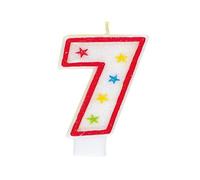 Unique Party - 37317 - Bougie à Paillettes d'Anniversaire Numéro 7 et Décoration pour Gâteau - Happy Birthday