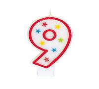 Unique Party - 37319 - Bougie à Paillettes d'Anniversaire Numéro 9 et Décoration pour Gâteau - Happy Birthday