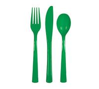 Unique Party 39494-Lot de Couverts en Plastique pour 6 Invités-Vert-18 Pièces, 39494, vert